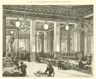 The Jamin Electric Lamp Lighting a Cafe-Concert by French School